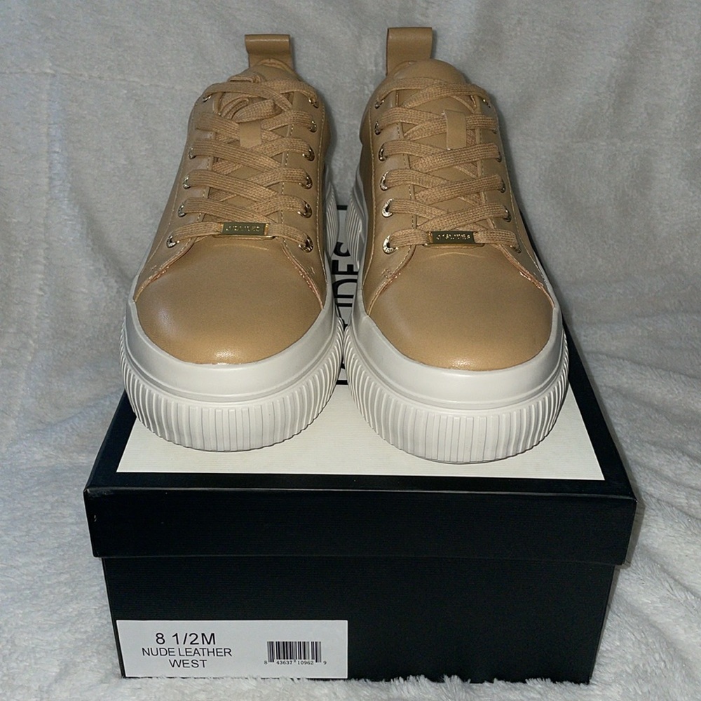 NWT J/SLIDES WEST Nude Leather Sneaker - Picture 7 of 15